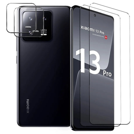 4in1 9H Displayschutz-Set für Xiaomi 13 Pro, 2x Displayglas und 2x Kameraglas