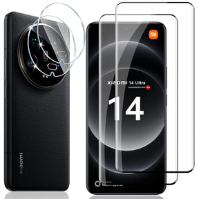 4in1 9H Displayschutz-Set für Xiaomi 14 Ultra, 2x Displayglas und 2x Kameraglas