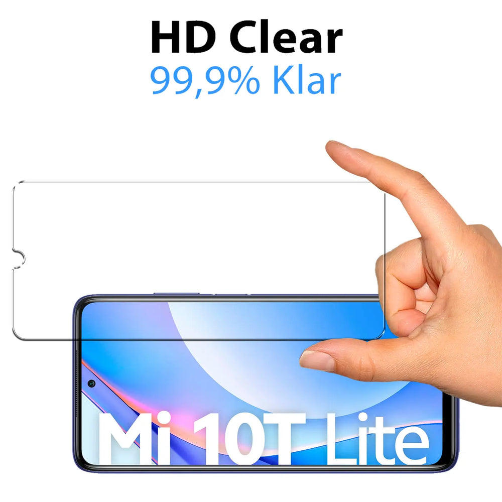 4in1 9H Displayschutz-Set für Xiaomi Mi 10 Lite, 2x Displayglas und 2x Kameraglas