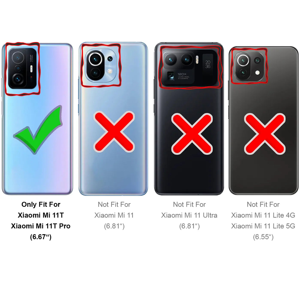4in1 9H Displayschutz-Set für Xiaomi Mi 11T / Mi 11T Pro, 2x Displayglas und 2x Kameraglas