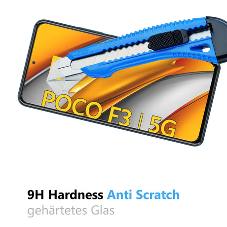 4in1 9H Displayschutz-Set für Xiaomi Poco F3 / Mi 11i, 2x Displayglas und 2x Kameraglas