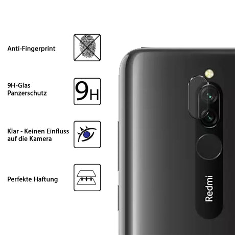 4in1 9H Displayschutz-Set für Xiaomi Redmi 8, 2x Displayglas und 2x Kameraglas