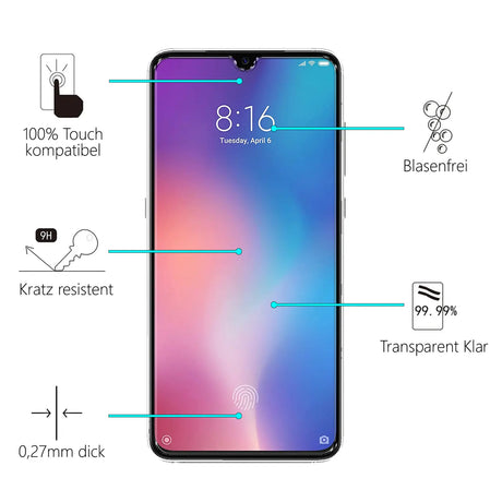 4in1 9H Displayschutz-Set für Xiaomi Redmi 9, 2x Displayglas und 2x Kameraglas