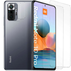 4in1 9H Displayschutz-Set für Xiaomi Redmi Note 10 Pro, 2x Displayglas und 2x Kameraglas