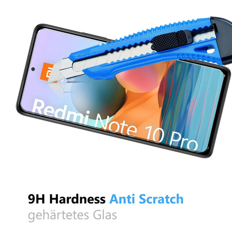 4in1 9H Displayschutz-Set für Xiaomi Redmi Note 10 Pro, 2x Displayglas und 2x Kameraglas