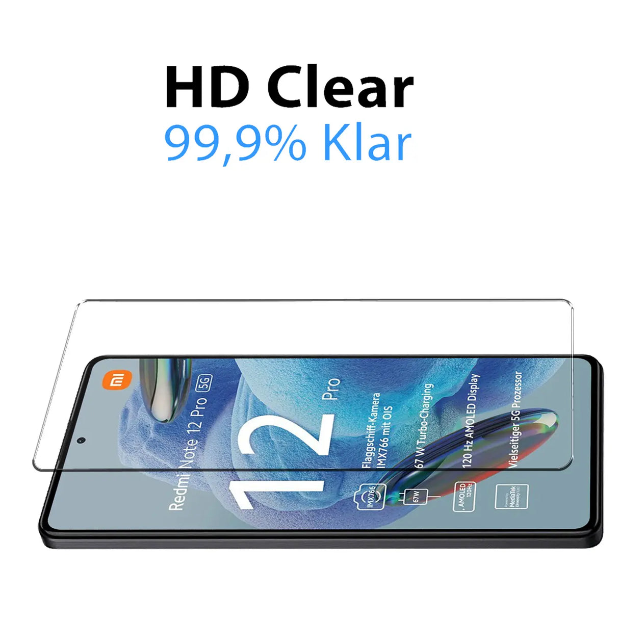 4in1 9H Displayschutz-Set für Xiaomi Redmi Note 12 Pro 5G, 2x Displayglas und 2x Kameraglas