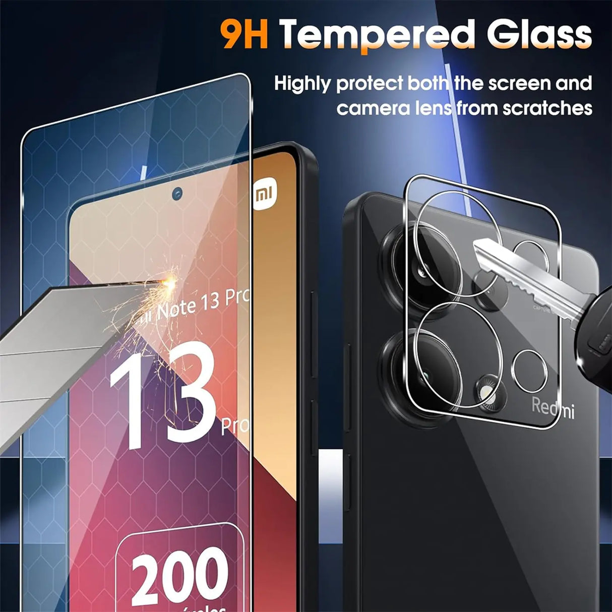 4in1 9H Displayschutz-Set für Xiaomi Redmi Note 13 Pro 5G, 2x Displayglas und 2x Kameraglas