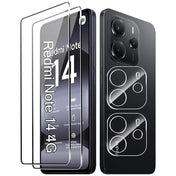 4in1 9H Displayschutz-Set für Xiaomi Redmi Note 14 (4G), 2x Displayglas und 2x Kameraglas