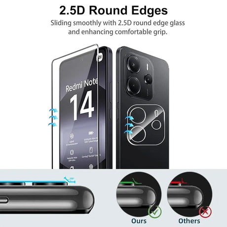 4in1 9H Displayschutz-Set für Xiaomi Redmi Note 14 (4G), 2x Displayglas und 2x Kameraglas