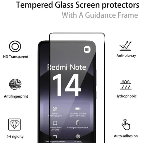 4in1 9H Displayschutz-Set für Xiaomi Redmi Note 14 (4G), 2x Displayglas und 2x Kameraglas