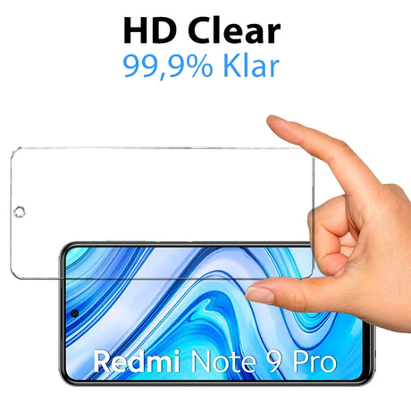 4in1 9H Displayschutz-Set für Xiaomi Redmi Note 9 Pro, 2x Displayglas und 2x Kameraglas