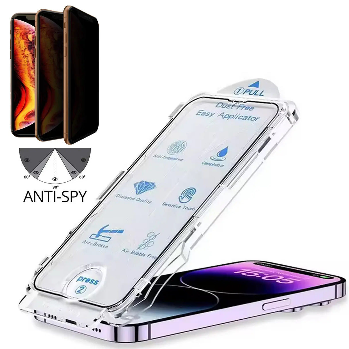 EZ.Box Schutzglas für iPhone 16e mit Blickschutz – Einfache Installation.