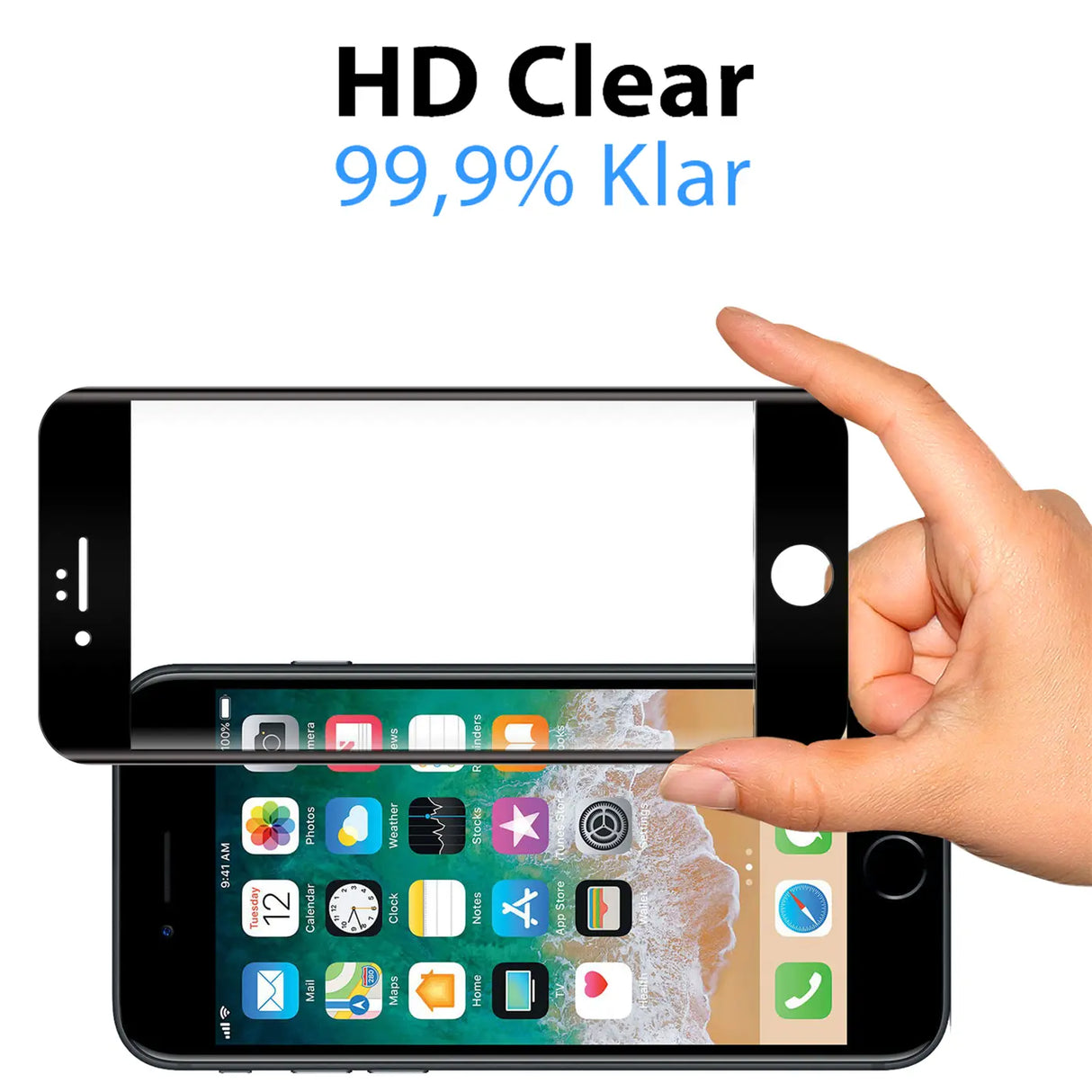 Full Screen Panzerglas für iPhone 7 / 8 / SE 2 / SE 3 mit Farbrahmen