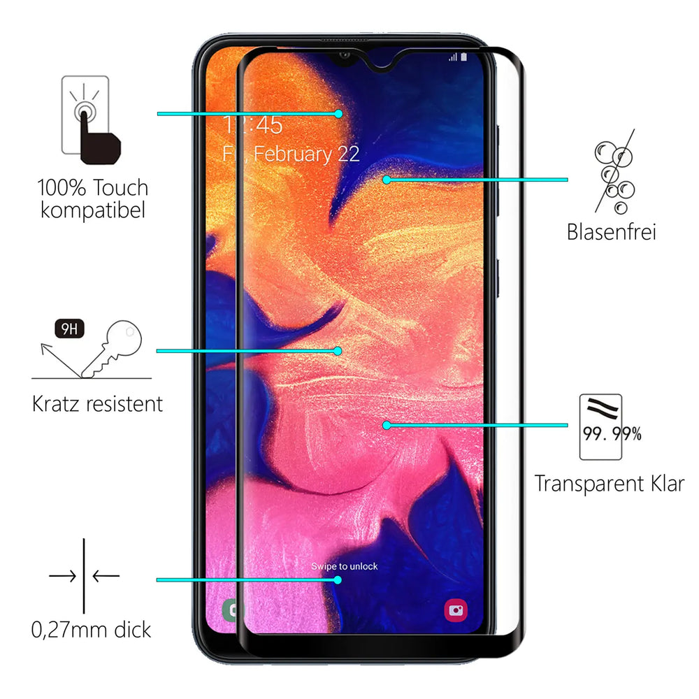 Full Screen Panzerglas für Samsung Galaxy A41 mit Farbrahmen
