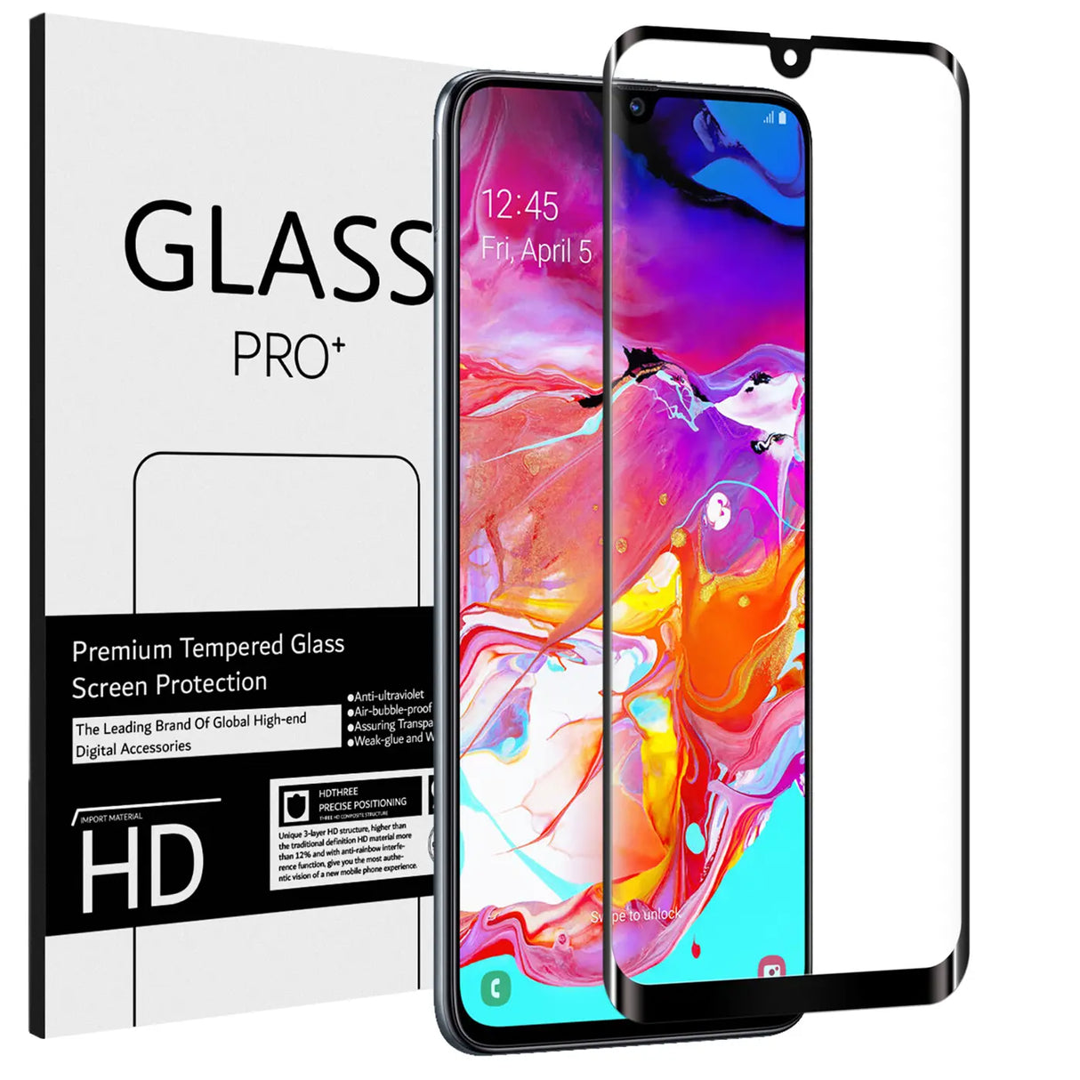 Full Screen Panzerglas für Samsung Galaxy A70 / A70s mit Farbrahmen