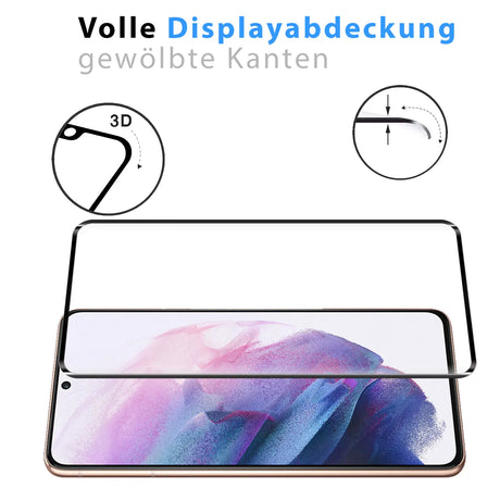 Full Screen Panzerglas für Samsung Galaxy S21 mit Farbrahmen