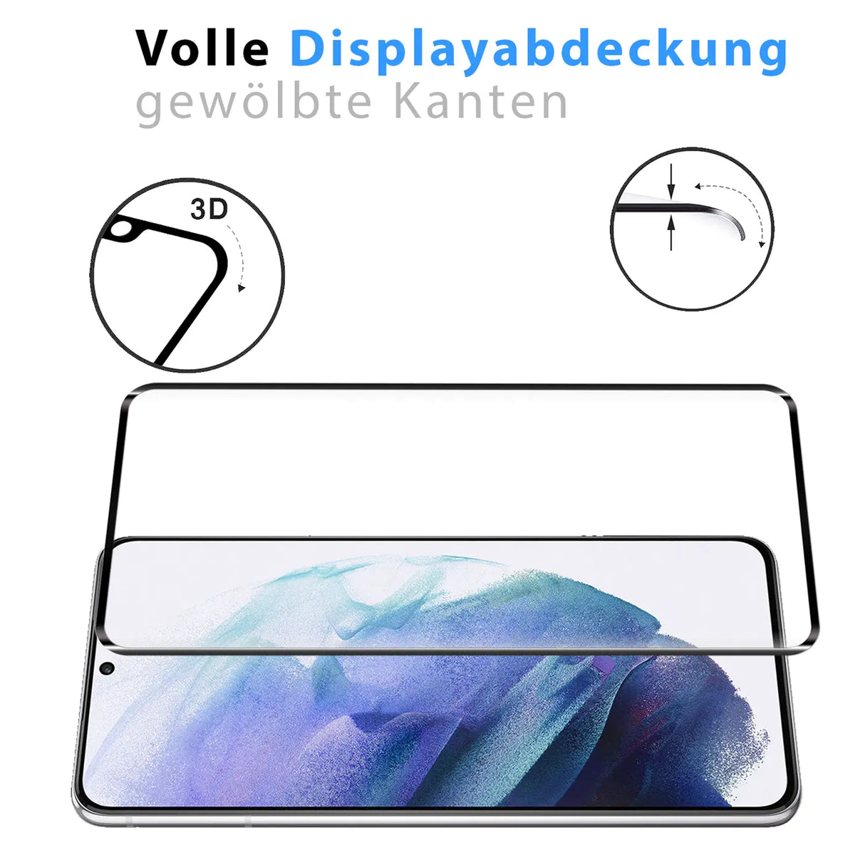 Full Screen Panzerglas für Samsung Galaxy S21 Plus mit Farbrahmen