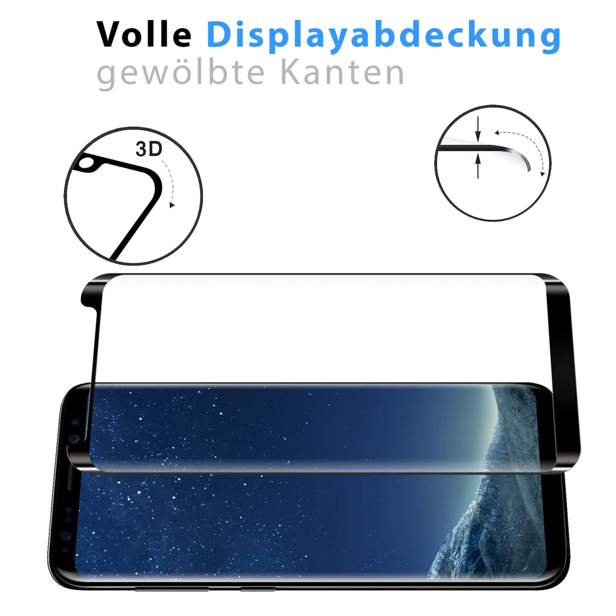 Full Screen Panzerglas für Samsung Galaxy S8 Plus mit Farbrahmen