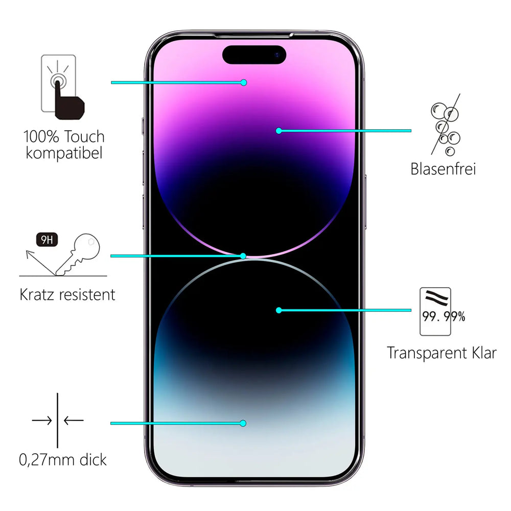 Kratzfeste und bruchsichere 9H Panzerfolie für iPhone 14 Pro Max