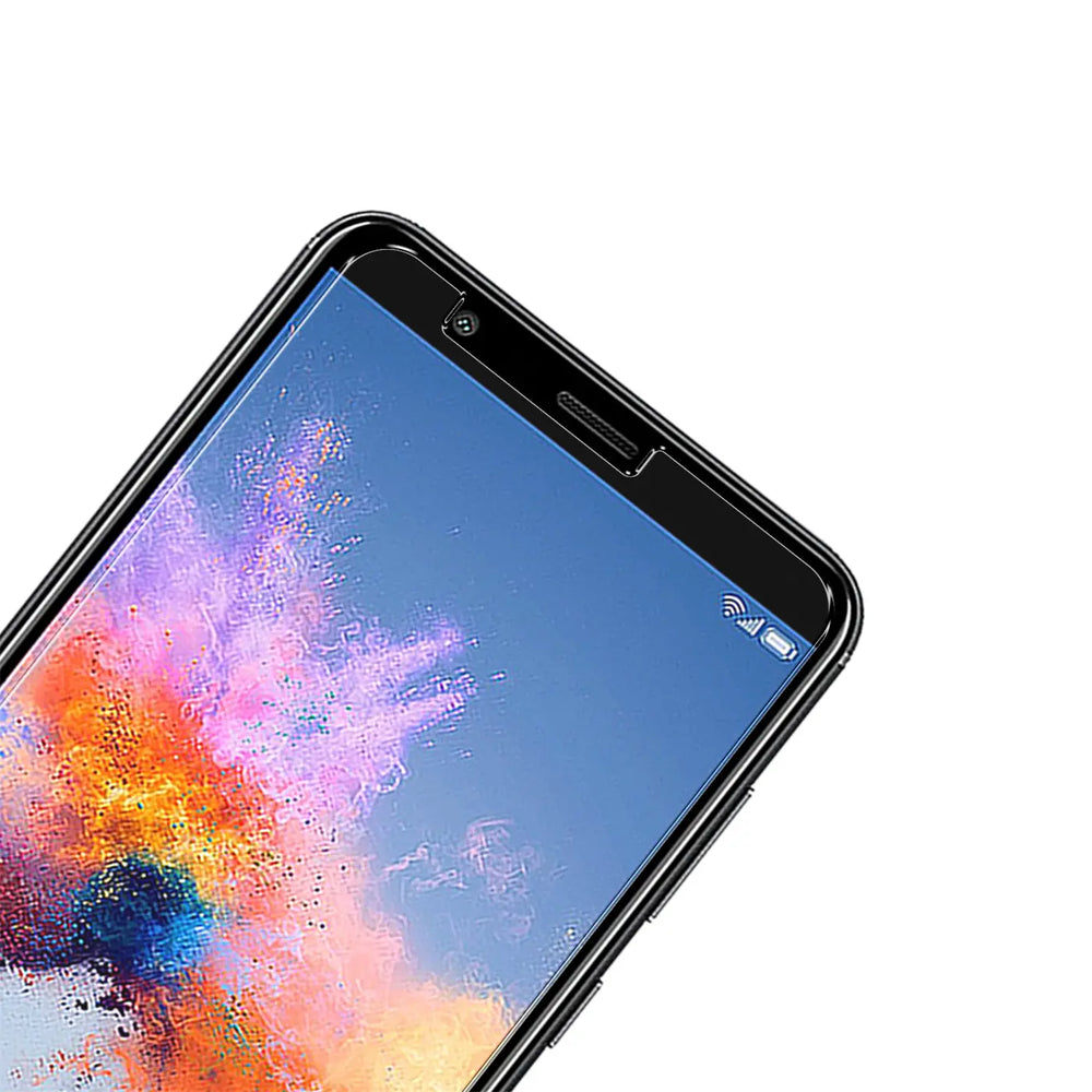 Honor 7 Smartphone mit schwarzem Rahmen, schräg von oben rechts, mit klarem Panzerglas Displayschutz.