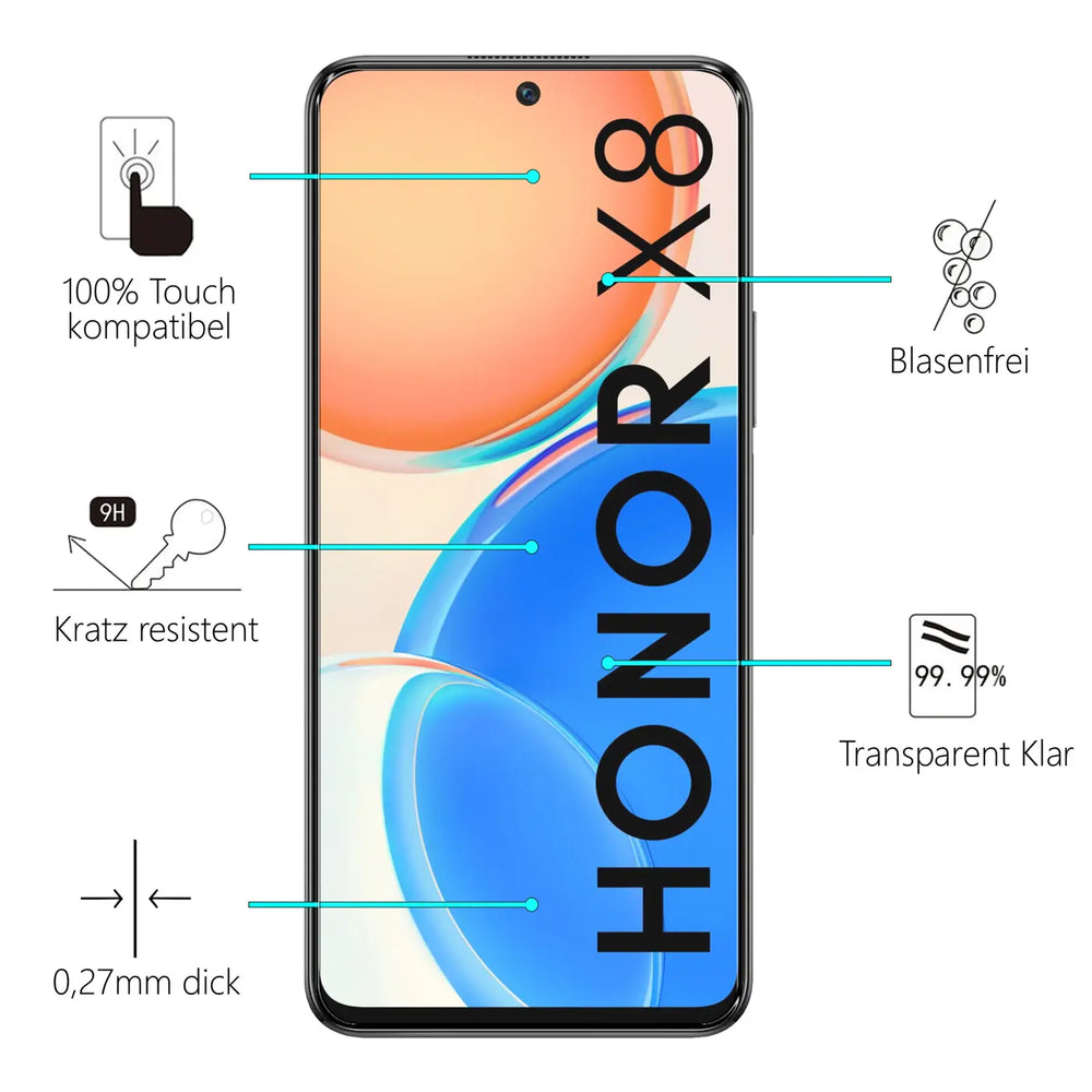 Kratzfeste und bruchsichere 9H Panzerfolie für Honor X8