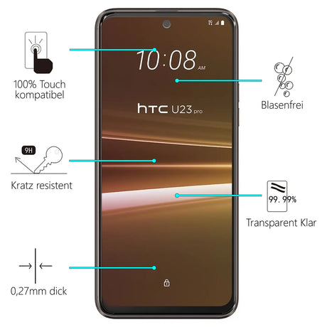 Kratzfeste und bruchsichere 9H Panzerfolie für HTC U23 Pro