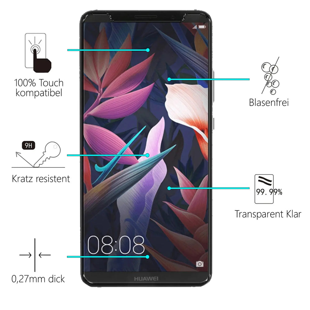 Kratzfeste und bruchsichere 9H Panzerfolie für Huawei Mate 10 Pro