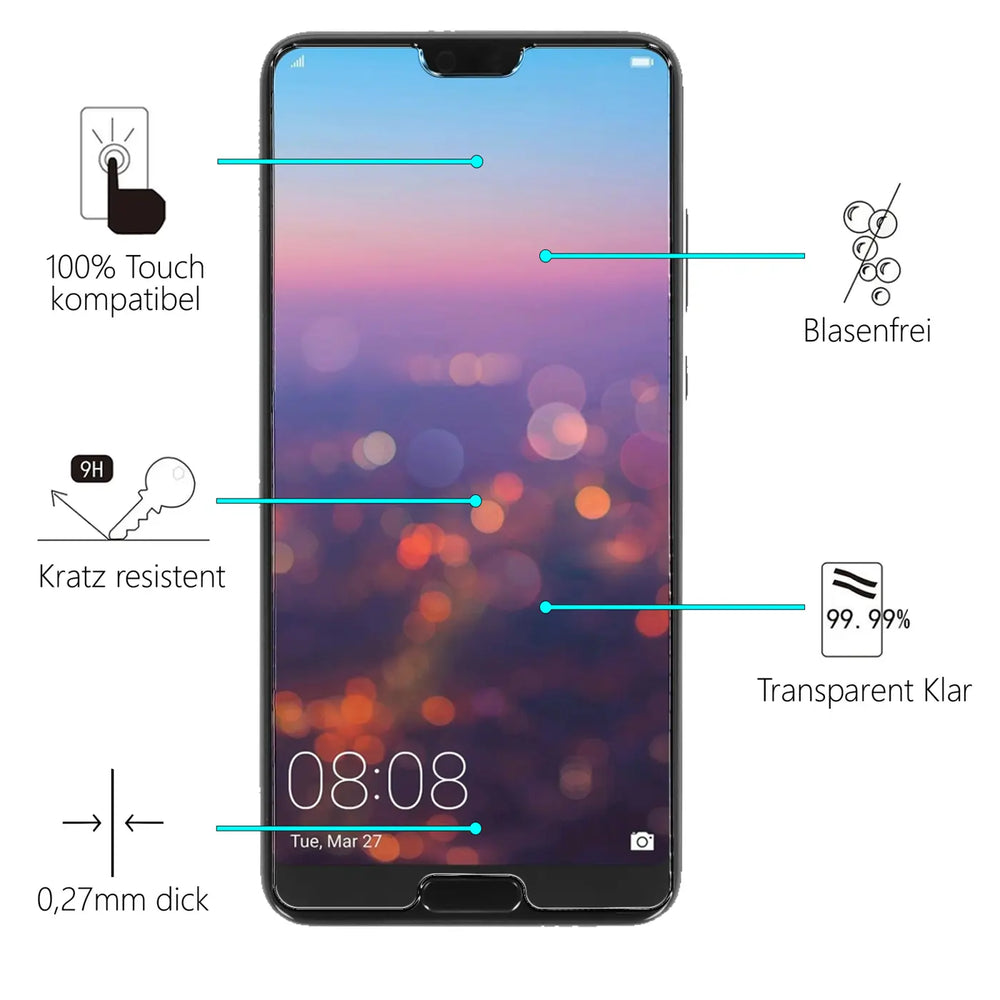 Kratzfeste und bruchsichere 9H Panzerfolie für Huawei P20