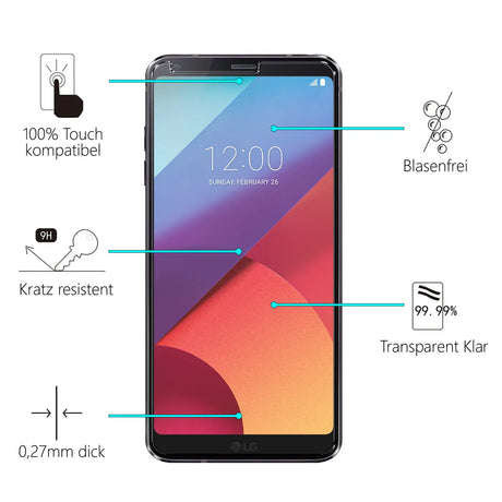 Kratzfeste und bruchsichere 9H Panzerfolie für LG G6