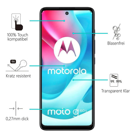 Kratzfeste und bruchsichere 9H Panzerfolie für Motorola Moto G60s