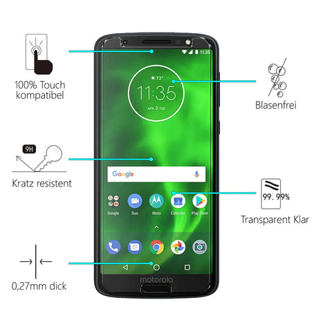 Kratzfeste und bruchsichere 9H Panzerfolie für Motorola Moto G6 Plus