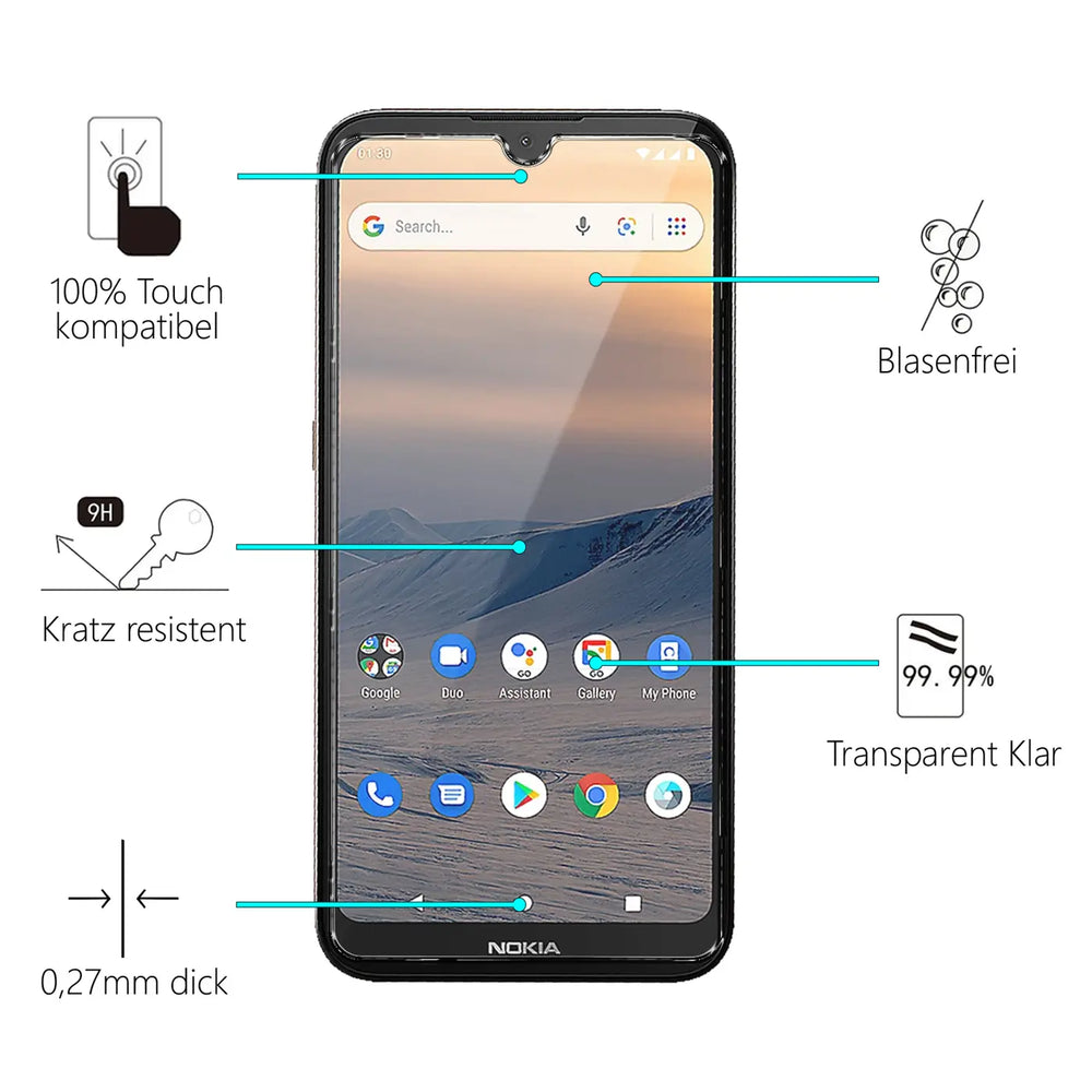 Kratzfeste und bruchsichere 9H Panzerfolie für Nokia 1.3