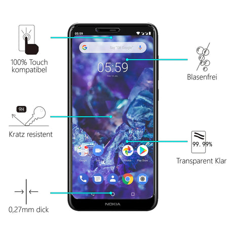Kratzfeste und bruchsichere 9H Panzerfolie für Nokia 5.1