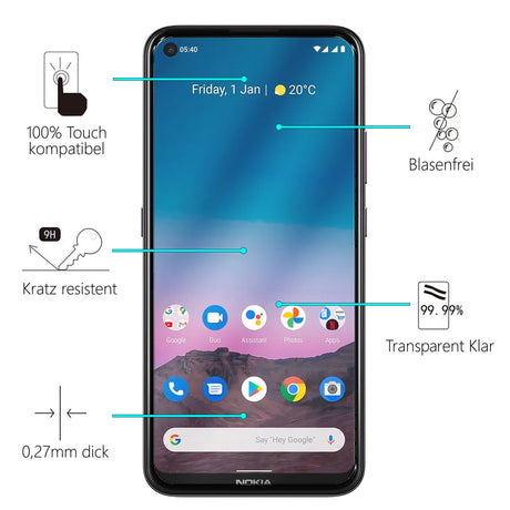 Kratzfeste und bruchsichere 9H Panzerfolie für Nokia 5.4
