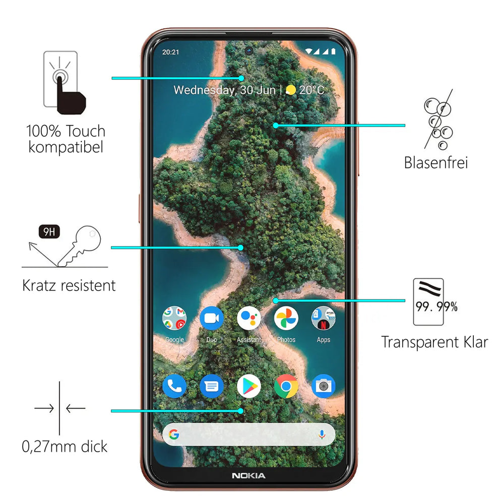 Kratzfeste und bruchsichere 9H Panzerfolie für Nokia X20 / X10