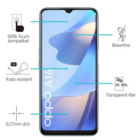 Kratzfeste und bruchsichere 9H Panzerfolie für OPPO A16 / A16s