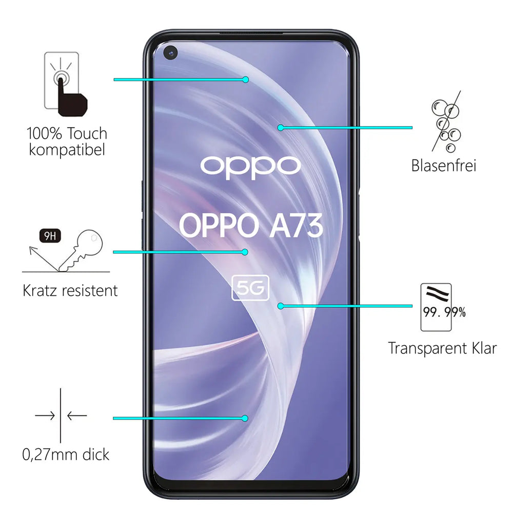 Kratzfeste und bruchsichere 9H Panzerfolie für Oppo A73 5G