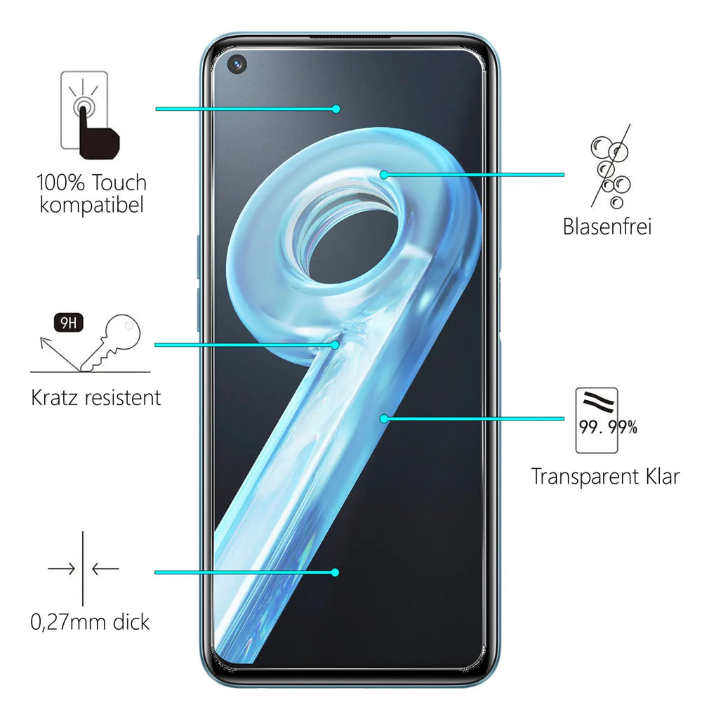 Kratzfeste und bruchsichere 9H Panzerfolie für Realme 9i