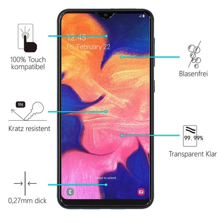 Kratzfeste und bruchsichere 9H Panzerfolie für Samsung Galaxy A10