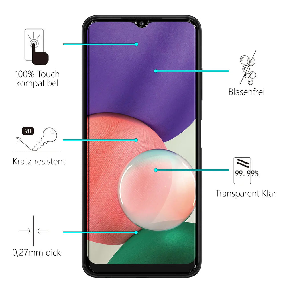 Kratzfeste und bruchsichere 9H Panzerfolie für Samsung Galaxy A14 4G / 5G
