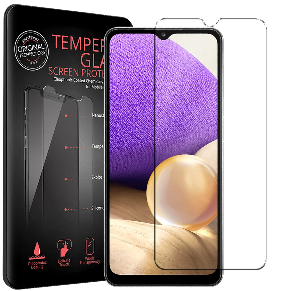 Schwarze Verpackung für Panzerglas, daneben ein Samsung Galaxy A33 5G mit aufgebrachtem und einem weiteren Panzerglas.