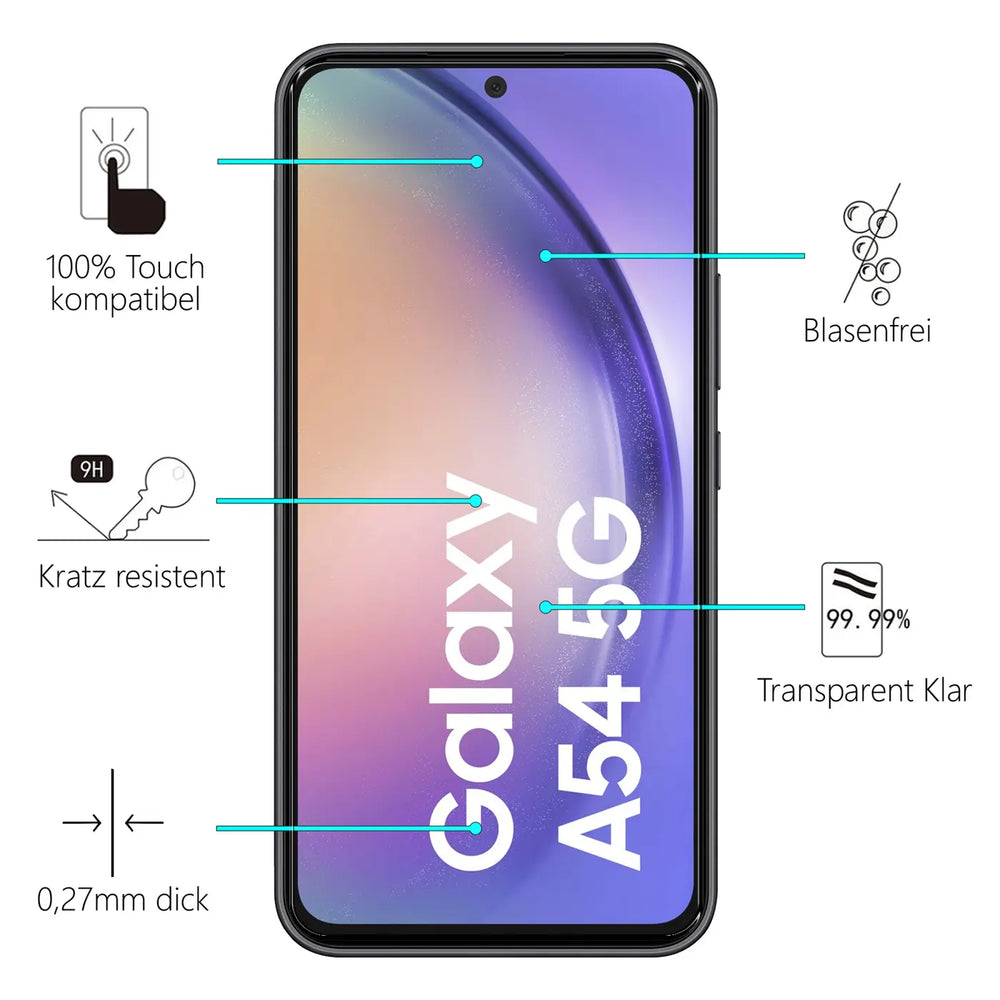 Kratzfeste und bruchsichere 9H Panzerfolie für Samsung Galaxy A54 5G