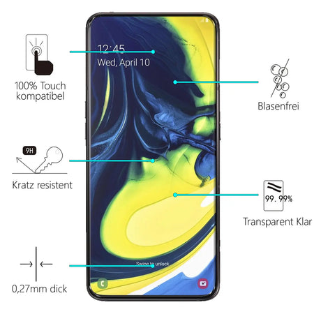 Kratzfeste und bruchsichere 9H Panzerfolie für Samsung Galaxy A80
