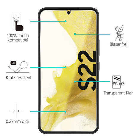 Kratzfeste und bruchsichere 9H Panzerfolie für Samsung Galaxy S22