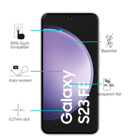 Kratzfeste und bruchsichere 9H Panzerfolie für Samsung Galaxy S23 FE