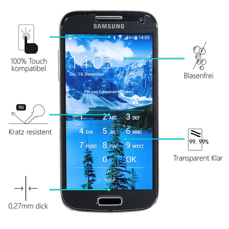 Kratzfeste und bruchsichere 9H Panzerfolie für Samsung Galaxy S4