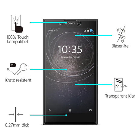 Kratzfeste und bruchsichere 9H Panzerfolie für Sony Xperia L2