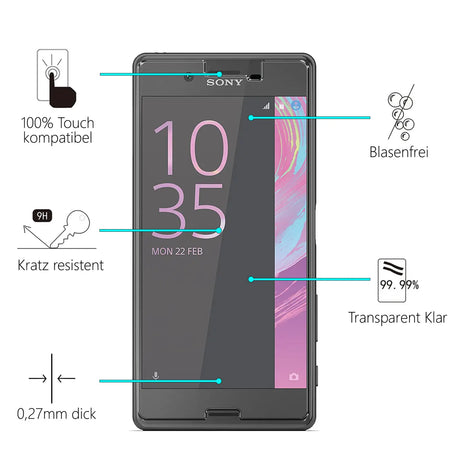 Kratzfeste und bruchsichere 9H Panzerfolie für Sony Xperia X