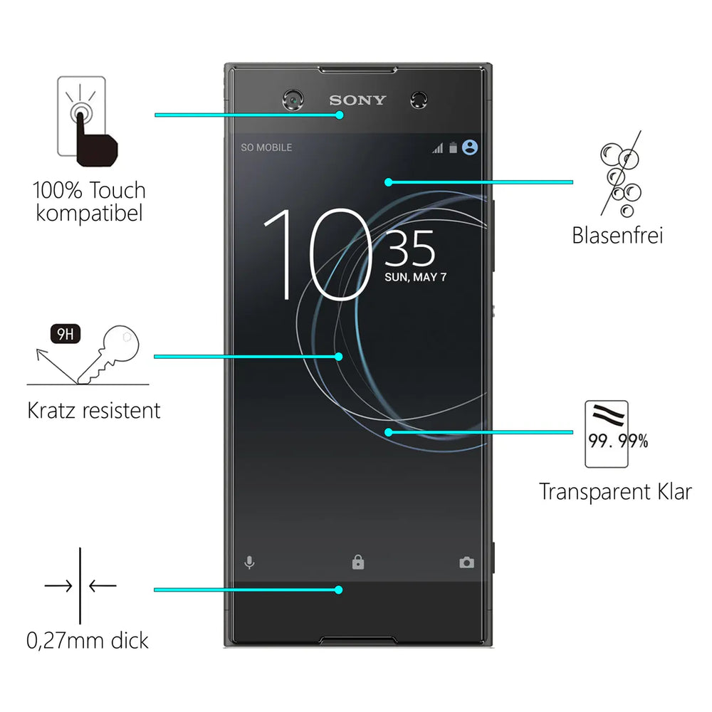 Kratzfeste und bruchsichere 9H Panzerfolie für Sony Xperia XA1