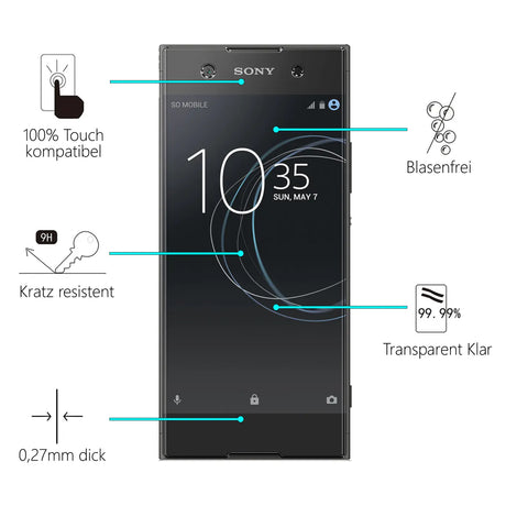 Kratzfeste und bruchsichere 9H Panzerfolie für Sony Xperia XA1